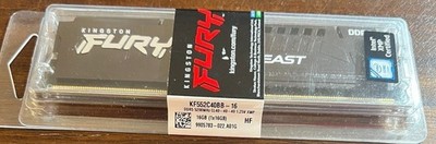 Kingston FURY Beast 16GB (1x16GB) PC5-41600 (DDR5-5200) UDIMM