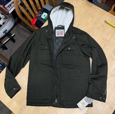 $180.00 Levi’s Men’s Sherpa Lined Durable Light Cotton Hooded Work Jacket (S)
