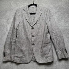 Manuel Ritz Men’s 32R Gray Linen Blend Blazer Unstructured Italy Soft Shoulder