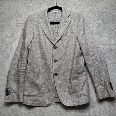 Manuel Ritz Men s 32R Gray Linen Blend Blazer Unstructured Italy Soft Shoulder