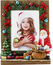 5" X 7" Light up Christmas Resin Picture Frame with Santa