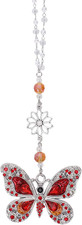 Red Crystal Butterfly Car Charms - Vintage Rear View Mirror Hanging Ornament, Su