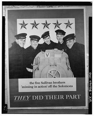 Five Sullivan Brothers 1942 Navy Missing in Action Off the Solomons Poster
