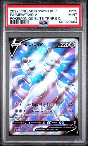 2022 POKEMON SWSH BLACK STAR PROMO #229 FULL ART/MEWTWO V PSA 9