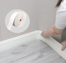 Flexible Baseboard Molding Trim, Peel and Stick Rubber Wall Base Moulding Tri...