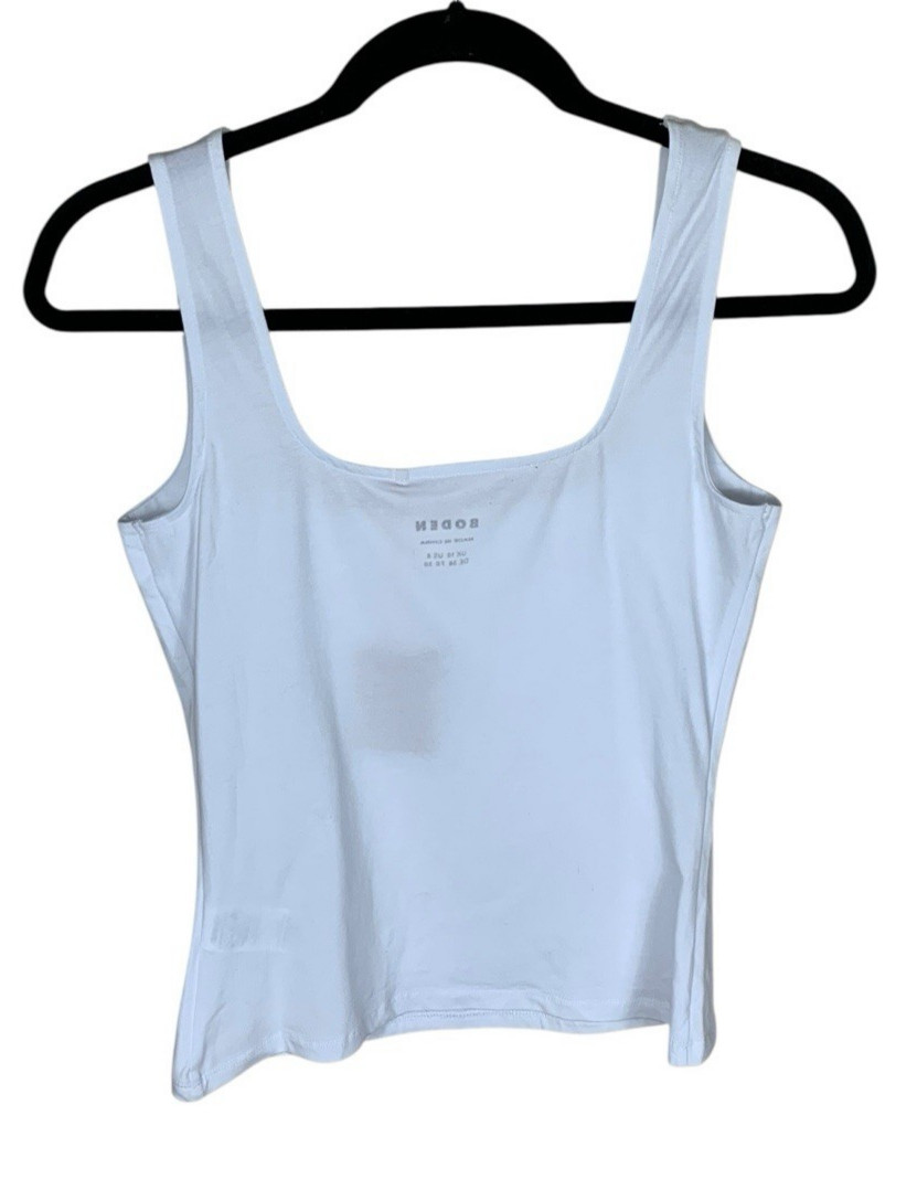 Women's Boden White Square Neck Cami Tank Top Size 6 Basic Neutral Minimalist image 2