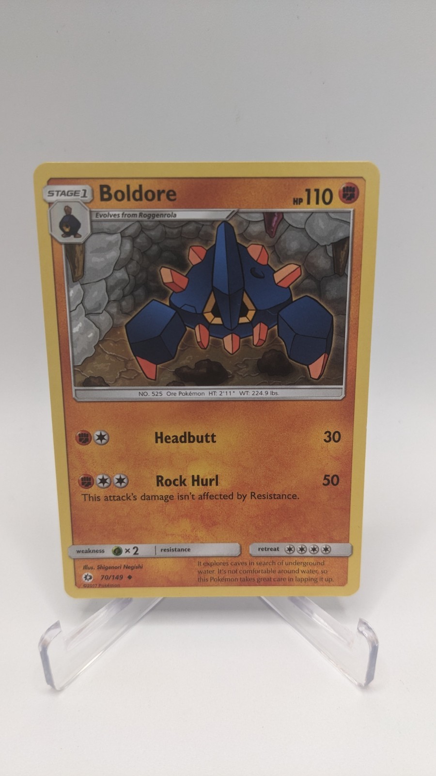 Pokemon TCG #70/149 Boldore Regular Non Holo Sun & Moon Base Set LP