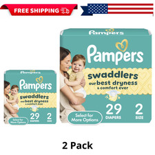  2 Pack Pampers Swaddlers Baby Diapers No scent, Size 2 10-22 lbs , 29 Count