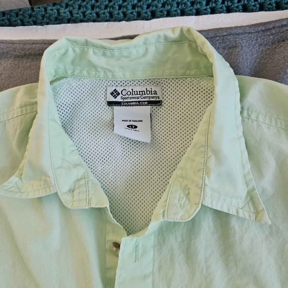 Columbia PFG Men's Long Sleeve Vented Fishing Shirt Size LT Light Green - Image 4 of 4