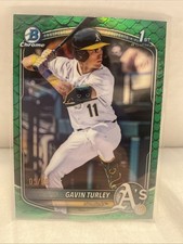 Gavin Turley Athletics Green Reptilian Refractor 2025 Bowman Draft Chrome /99