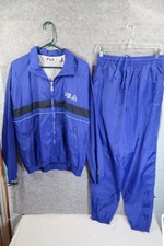 Fila Training Tracksuit Large 28X31 Blue Retro Sport Wear Vintage Spell Out
