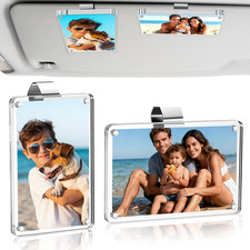 2 Pack Car Picture Holder and Visor Photo Clip, Clear Acrylic Magnetic Car Photo