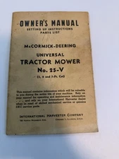 Vintage Original McCormick IHC Universal Tractor Mower 25-V Owners Manual