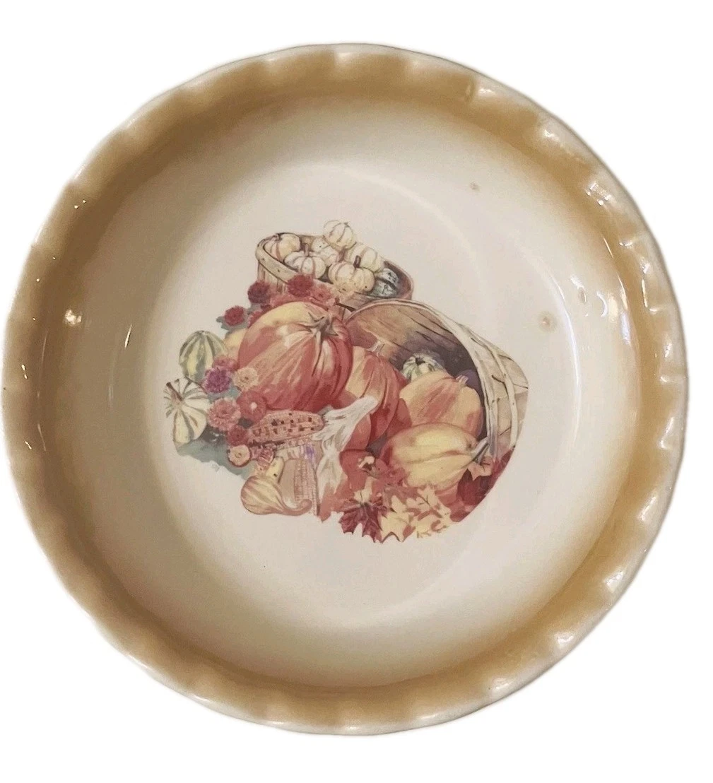 Thanksgiving Mini Pie Dish Plate 5.5” Nantucket Pumpkin Fall Decor Dessert