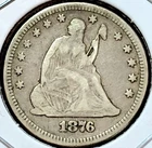 1876-P VF Silver Seated Liberty Quarter,  Nice *Better Grade* Silver 25C