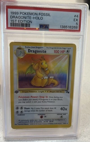 1st Edition Dragonite Holo Fossil PSA 5 – Vintage WOTC Pokemon 1999