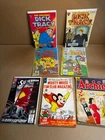 7 Vintage comics.Mighty Mouse Fun Club Mag. Superman Archie Dick Tracy Sad sack