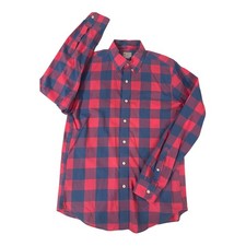 J.Crew Tailored Lightweight Buffalo Plaid Shirt Red Navy S Cotton SU14