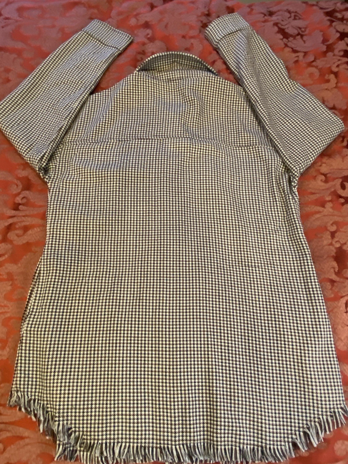 Hem & Thread Button Down Shirt Shacket Fringe Hem… - image 7