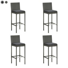 2/4 pcs Garden Bar Stools with Cushions Outdoor Furniture Poly Rattan Bar Chairs