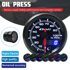 2" 52mm Pointer & Digital 7 Color LED Oil Pressure Gauge 0-100 Psi Meter +Sensor