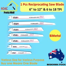 Reciprocating Saw Blade Set Wood Metal Sheet Pipe Blades BiMetal DIY 6" 8" 9" 12