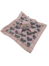 Nursery Rhyme Pink Sleeping Kitty Cat Hearts Baby Security Blanket Plush Lovey