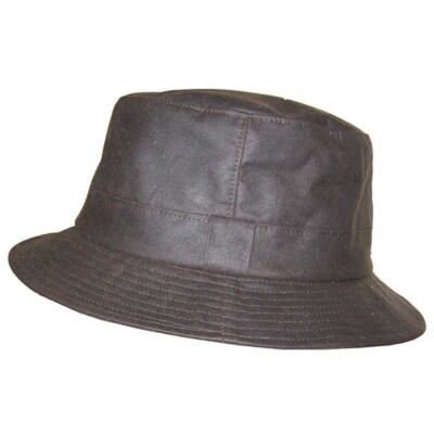Hoggs of Fife Waxed Bush Hat In Dark Olive Medium UK