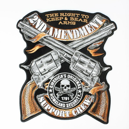 Bike 2nd Amendment Crossed Guns Revolver Backpatch Rückenaufnäher Aufnäher Patch - 第 1/1 張圖片