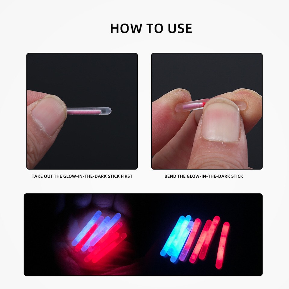100 Bâtonnets Luminescents Fluo Pour Pêche Nocturne - Lot économique - Visibilité De Nuit