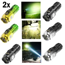 2PCS Mini Super Bright LED Flashlight Keychain Pocket Torch USB-Rechargeable