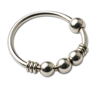 Nose Ring 4 Ball Coil Bali 22g (0.6mm) 925 Sterling Silver Hoop Body Jewellery