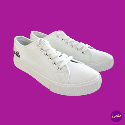 ELLESSE Damen Vulcanised Low Top Sneaker, Canvas, Weiß, UK 4 | EU 37 | US 6
