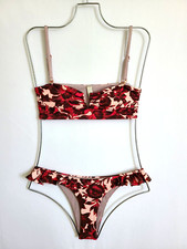 Maaji Rose Fliker Bandeau Top  S & Kali Ruffle High Leg Cheeky Bikini Bottoms M