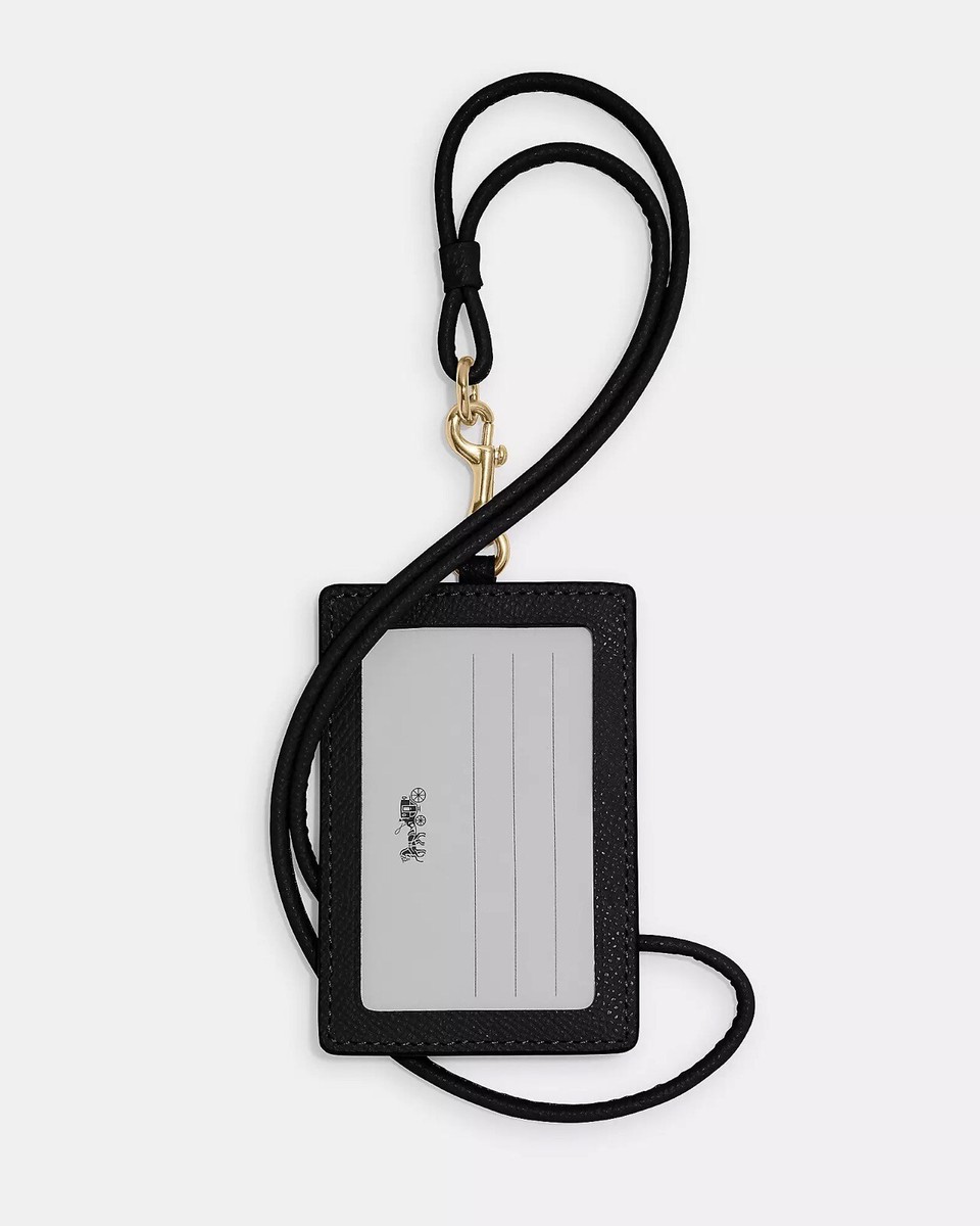 Coach F57311 Crossgrain Leather Lanyard Badge ID Holder - Black