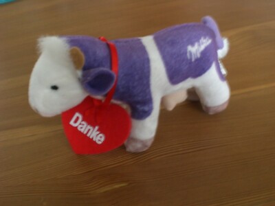 Milka lila Kuh 12cm mit Schild  Danke  - NEU