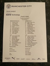 MANCHESTER CITY V ASTON VILLA 22.05.2022 ** OFFICIAL TEAMSHEET **