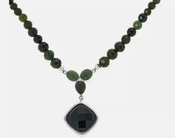 Collar Jay King Plata Esterlina Nefrita Jade Colgante 18" Foto 2 de 3