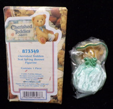 2001 Cherished Teddies TEAL SPRING BONNET Figurine - 873349