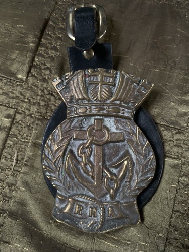 Royal Navy Association Brass Medal On Leather Strap  - Picture 1 of 3