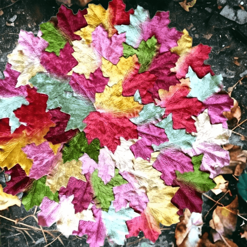 PLACEMATS VELVETEEN HARVEST 14” Round Fabric AUTUMN Leaves THANKSGIVING - Picture 7 of 10