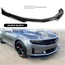 Front Bumper Lip Splitter Gloss Black Fits For 16-22 Chevy Camaro 1LE Style ABS