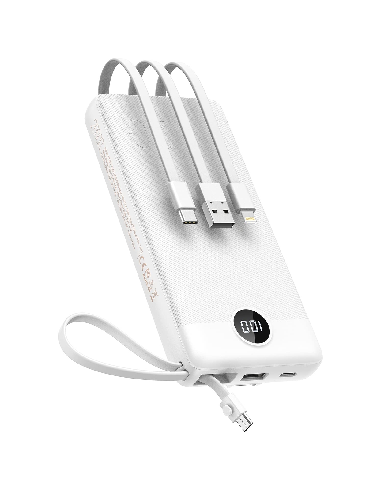 20000mAh Power Bank with Built-in Cables for iPhone and USB C Charging-image
