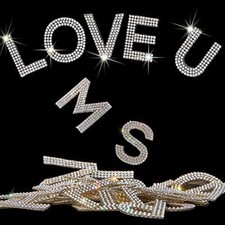 34Pcs Bling Rhinestone Alphabet Letter Stickers, A-Z Letters Self 1.57" Silver