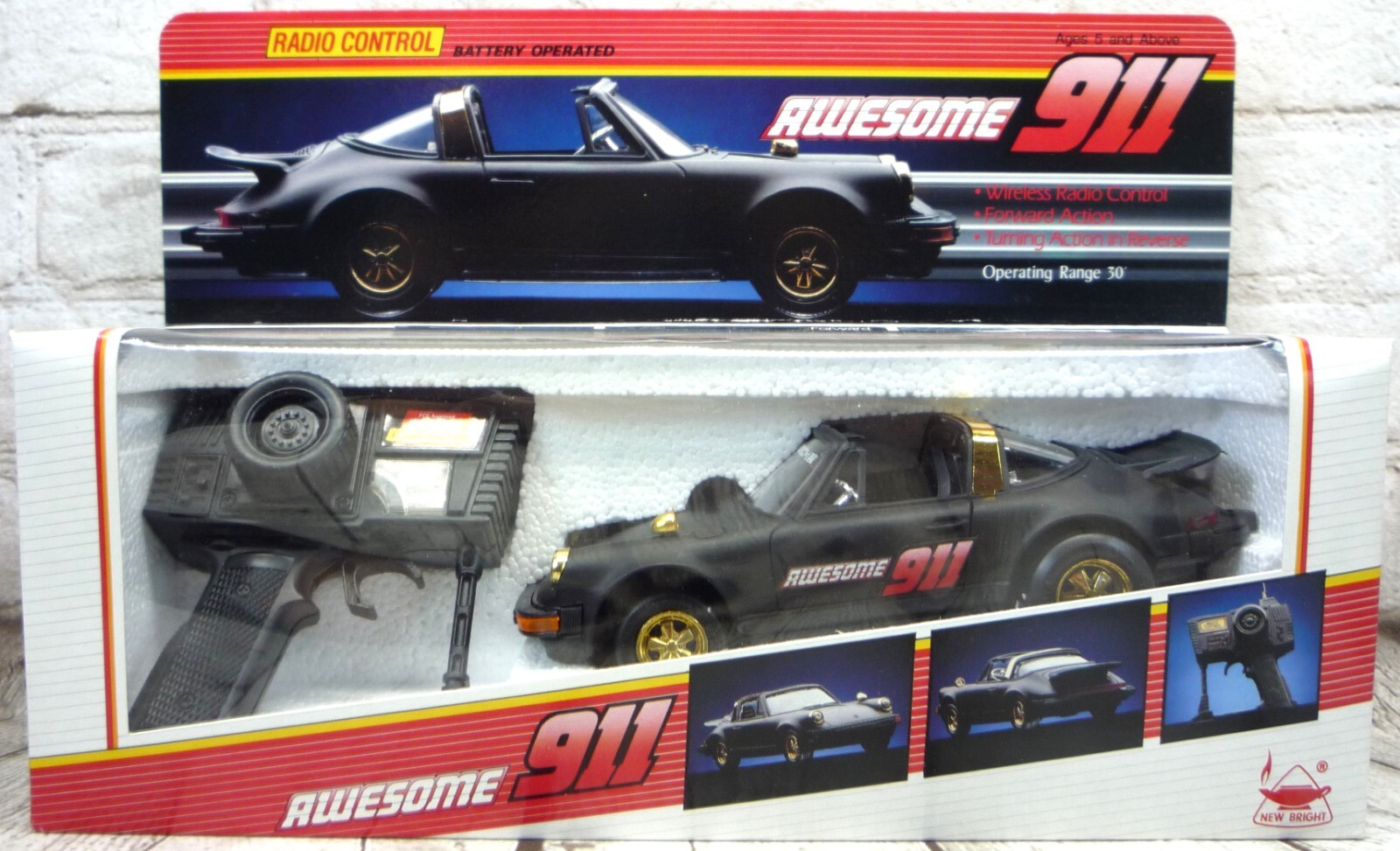 Vintage New Bright Porsche 911 Convertible RC Car New In Box 1988 Hong Kong