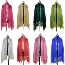 Women Art Silk Dupatta Plain Scarf Stole Fancy Wrap Soft Long Chunni Party Wear