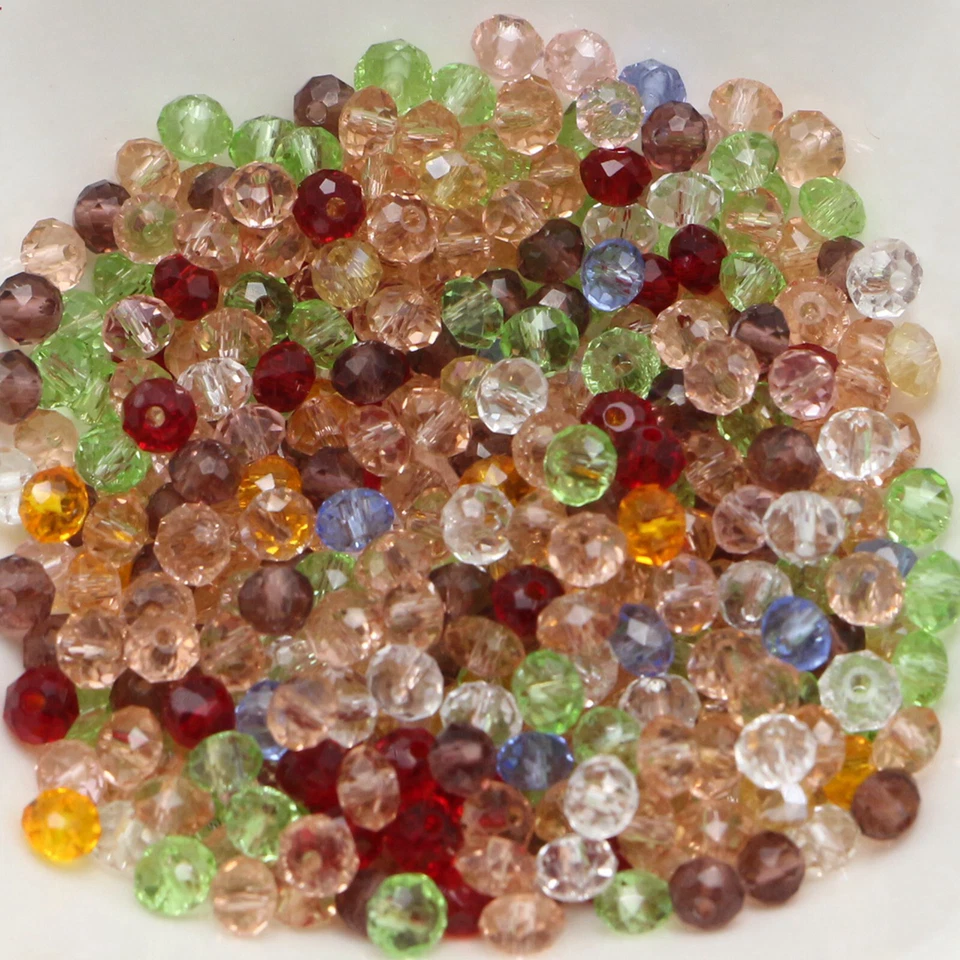 600 Pcs 3X4mm Faceted Rondelle Bead Crystal Glass Loose Spacer Beads Mini Size - Image 3 of 4