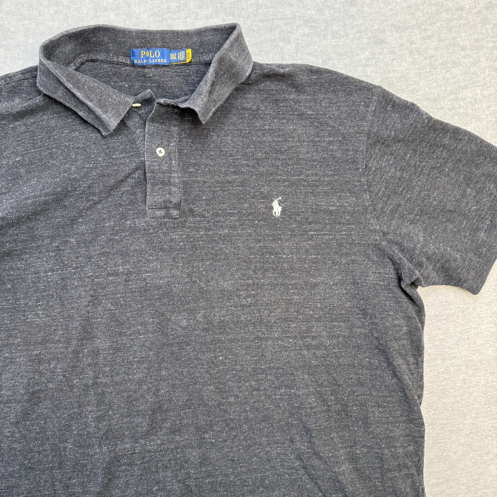 Polo Ralph Lauren camicia uomo 3XLT grigio antracite piqué maglia cotone pony casual