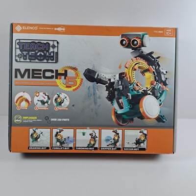 Elenco Teach Tech Mech 5 Programmable Mechanical Robot Coding Programming Kit 
