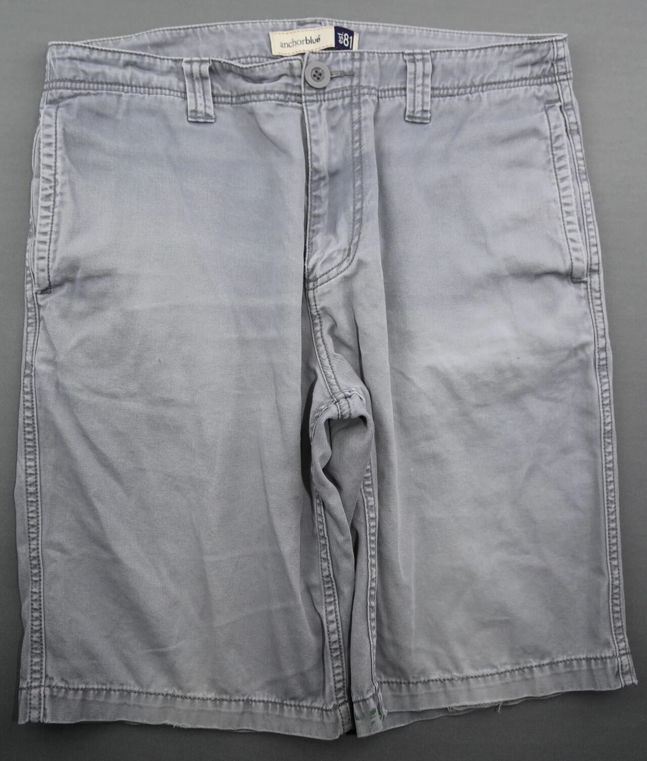 Men's Anchor Blue Chino Shorts Gray 100% Cotton Size 31